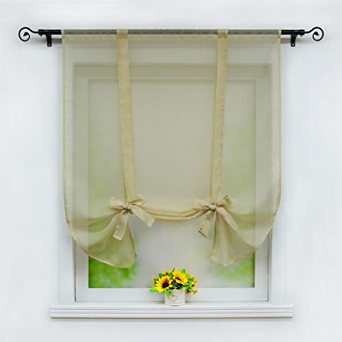 Joyswahl Voile Raffrollo Transparente Unifarbiges Bändchenrollo »Mila« Schals mit Tunnelzug Fenster Vorhänge BxH 80x140cm Taupe 1er Pack