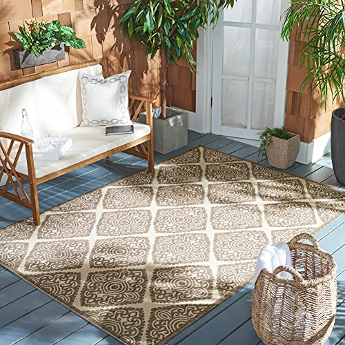 Safavieh Tapis Traditionnel pour Salon, Salle à Manger, Chambre à Coucher - Beachhouse Collection, Tapis à Poil Court, Crème et Beige, 160 X 229 cm