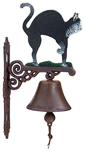 Wandglocke Türglocke Glocke Katze Garten Dekoration Eisen Antik-Stil 44cm