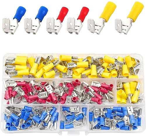 CEEYSEE 150 Pezzi Piggyback Connettori Elettrici Isolati Elettrici Crimp Terminale Splice capicorda connettori – Per Cavi Da 0,5 – 6,0 mm²(YPJ)
