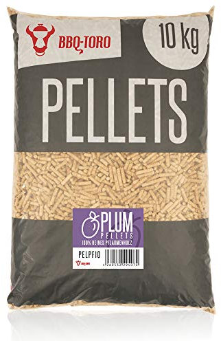 BBQ-TORO Pellets de Prunes 100% Bois de Prunier | 10 kg | Pour Barbecue, Fumoir, Four à Pizza et Systèmes de Chauffage | Pellets à Griller