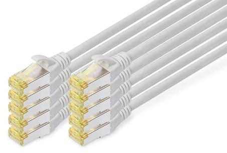 DIGITUS Câble LAN Cat 6A - 1m - 10 pièces - RJ45 Câble réseau - S/FTP Blindé - Compatible Cat-6 & Cat-7 - Gris