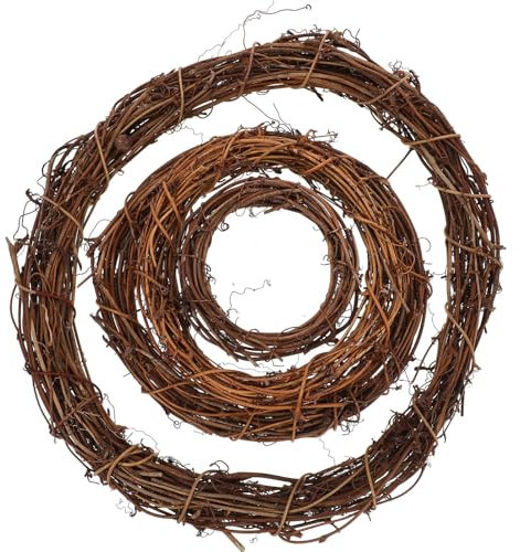 VALICLUD 4 Stücke Rattan Kranz 40cm Türkranz Holz Wandkranz Natur Weidenkranz Beerenkranz Rebenkranz DIY Naturkranz Rohling weidenkranz für Valentinstag Hochzeit Dekoration Landhaus Shabby Deko