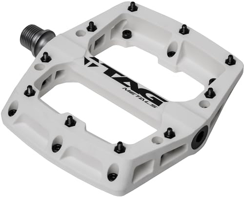 TAG Metals T3 Nylon MTB Pedals 9/16 Axle – Durable, Lightweight Platform Pedals with Anti-Slip Pins, Ideal for Mountain Biking and BMX (White)
