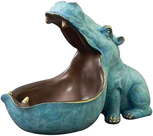 Hippo Key Bowl Schmuck Aufbewahrungsteller Snack Schüssel Große Mund Hippo Aufbewahrung Figur Key Bowl Harz Hippo Candy Teller Home Decoration Ornament-Grün Gorgeous