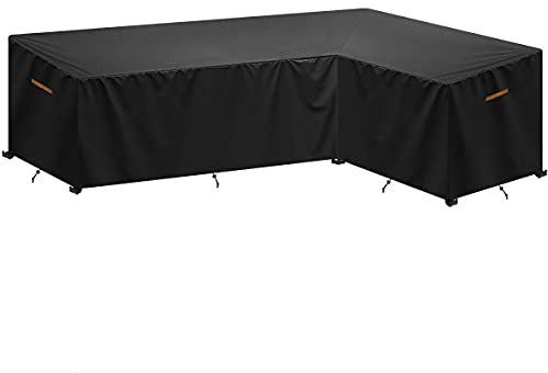 SanGlory Gartenmöbel Abdeckung für L-Form Sofas (Linke Lang-Rechte Kurz) Ecksofa Abdeckplane mit Belüftungsöffnungen, Wasserdicht Lounge Abdeckung Loungemöbel Abdeckhaube 270x210x85x65/90cm