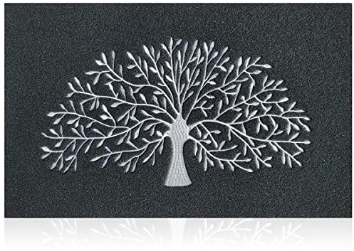 AOAOPQ Alfombrillas interiores antideslizantes para exteriores con respaldo de goma antideslizante para entrada, pasillo, cocina, fácil de limpiar (45 x 70 pulgadas, árbol y negro)