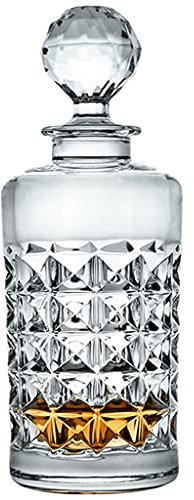 Decantador Juego De Vino Diamond Series,Decantador De Textura De Celosía,Vaso De Whisky De Cristal,Decoración del Hogar con Estilo Moderno,Alta Capacidad (Color : Clear, Size : Bottle)