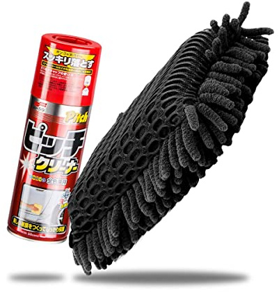 detailmate Insektsborttagningsset: Soft99 New Pitch Cleaner 420 ml insektssvamp svart – insektsborttagare för bil/motorcykel – insektsrengöring med mjuka chenille-lameller