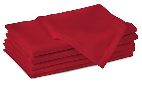 Encasa XO Stoffservietten Baumwolle, 180 GSM 43x43 cm | Tiefrot, Saugstark & Strapazierfähig | Waschbar & Wiederverwendbar | Tischdeko, Hochzeit & Alltag | 6er Set
