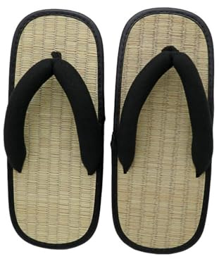 Black Sugar Tongs Résistant Homme Paille Naturelle Sandales Chaussures Maison Déguisement Asie Semelle Antidérapant (XXL)