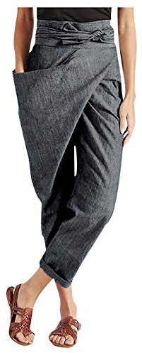 Blingko Femme Hippie Pantalon Yoga Sarouel Hippie Sarouel Combinaison Pantalon Jumpsuit Taille Haute Large Boheme Fleuri Imprimé Leger Thai Yoga Pants Pyjama Ete Plage Pantalon Aladin Jogging
