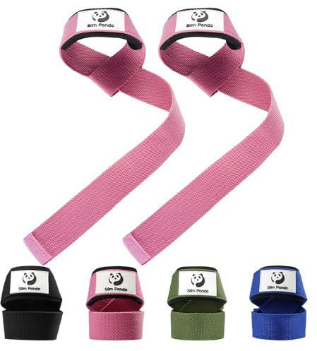 Slim Panda Zughilfen für Krafttraining,Profi Lifting Straps 60 cm，Handgelenk Bandagen Gym 45CM,Wrist Wraps für Männer, Frauen, Kabelmaschine, Heim-Fitnessstudio (Pink)