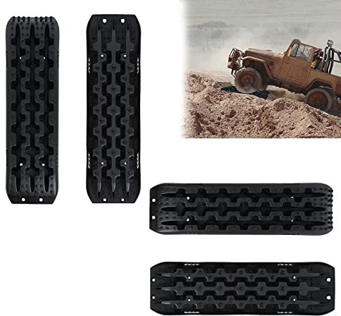 YARDIN 4 Stück Recovery Board,Sandbleche Anfahrhilfe Sandbleche Offroad,für Geländewagen PKW LKW,Rutschfester mit Tragegriff (Schwarz)