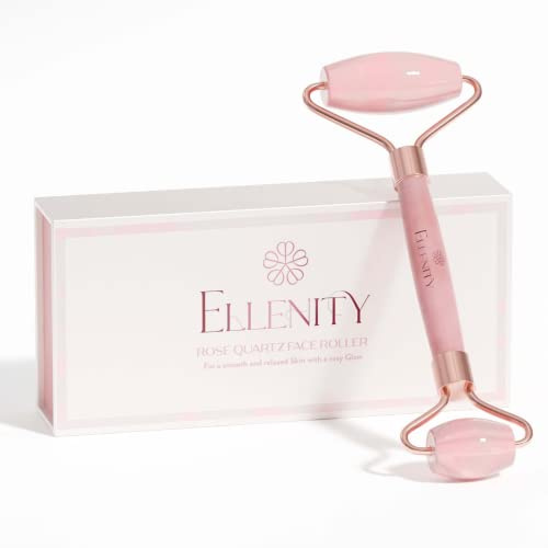 Roller für Gesicht - ELLENITY’s Rose Quartz Face Roller ist ein Face Massager aus 100% Grade A Rosenquarz für perfekte Gesichtsmassagen. Strafft die Haut, reduziert Falten, feine Linien & Augenringe