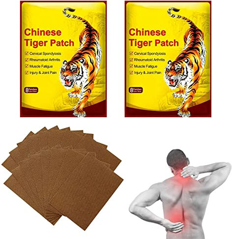 Patch Chauffant,Patch Anti Douleur,16PCS Patchs de Tigre Chinois,Patch Anti-douleur au Genou,Patchs Chauffants Anti-douleur,Patch de Soulagement Douleur Tigre, Pour Douleurs Cou,Nuque,Epaules