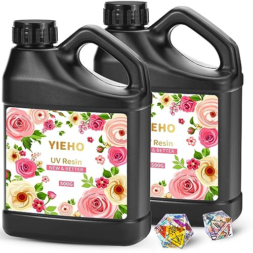 YIEHO 1000g UV Resin klar, UV Harz für Schmuck Herstellung | Kristallklares Hart UV Kleber für DIY Handwerk, Gießen und Beschichten 1KG