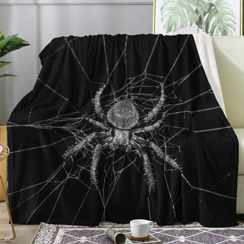 Kuscheldecke Flauschig Spinne, Decke Wolldecke 150x200 Spinnennetz, Flanell Sofadecke Blanket XL, Fleecedecke Wohndecke Schlafdecke Winter Warm Weich, Deko Decken für Couch Bed
