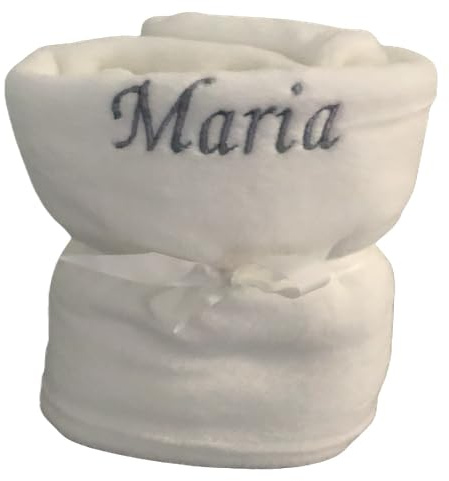 Plaid Polaire Couverture bébé en polaire Douce Et Confortable personnalisée et brodé avec le prénom de bébé, Plaid pour pousette, lit 100 x 75 Blanc marque Kids and Crea