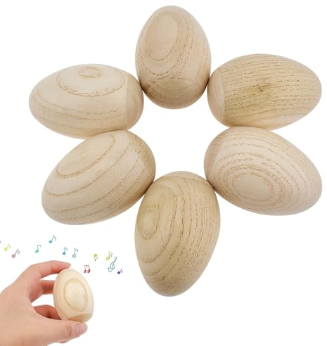 MuzcYM Juego de 6 cocteleras de madera para huevos, instrumentos musicales de percusión, instrumentos musicales de barniz de madera