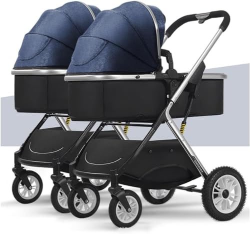 Standardkinderwagen Zwillings-Kinderwagen, zusammenklappbarer Reise-Side-by-Side-Kinderwagen, individuell verstellbares Verdeck, doppelt abnehmbarer Kinderwagen, kompaktes Kleinkind