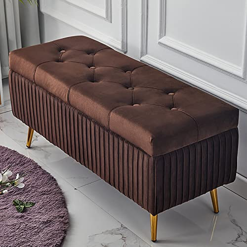 Samtgepolsterte getuftete Ottoman-Bank mit Knopf, gepolsterte Bett-Aufbewahrungsbank für Wohnzimmer, Eingangsbereich, Sofabank mit Stauraum