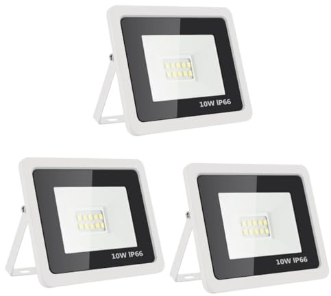 Angoily 3 Pezzi 10w Led Faretto Da Esterno Ip66 120° Fascio Largo Alta Efficienza 90lm/w Dissipazione Del Calore Per Giardino Cortile Parco