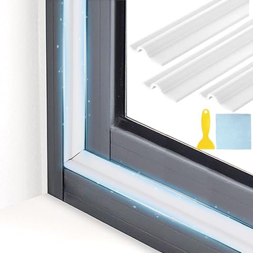 Daily Treasures 6m Fensterdichtung mit Schaber&Lappen,lärmschutz fenster,tür dichtung,fensterdichtung selbstklebend,Türseiten-Wetterschutzstreifen schalldicht, Türisolierung (weiß)