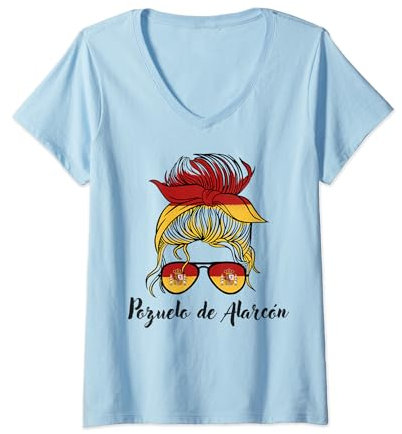 Mujer Pozuelo de Alarcón Chica, Bandera España España Camiseta Cuello V