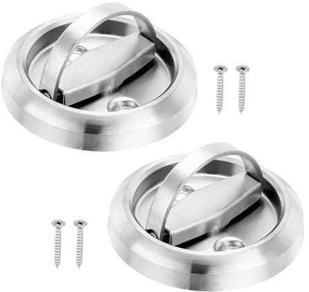 PATIKIL Ad Incasso Porta Maniglie 2pz Rotondo Filo Maniglie Inox Acciaio Mobili Serrature Nascoste Incorporato Ignifugo Porta Mobili Tirare Argento