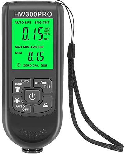 Abizarch Paint Thickness Gauge Meter Fe/NFe Probe Coating Thickness Gauge Professional Multifunctional Car Paint Depth Gauge Test Precise HW-300PRO for Car Automatic Detection(black) (black)
