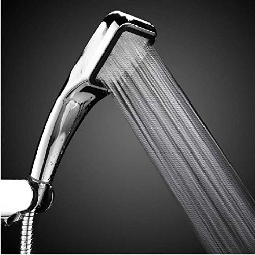 Pomme de douche à économie d'eau pressurisée ABS avec pommeau de douche à main chromé pour salle de bain - Pommeau de douche mural - Type de support fixe chromé - Douche carrée à économie d'eau