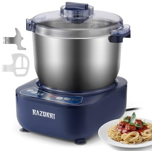 Razorri Electric Dough Maker, 6.5QT Household Dough Mixer with Ferment Function Microcomputer Timing with Stuffing Blade Stainless Steel Bowl for Bread Pizza Noodle