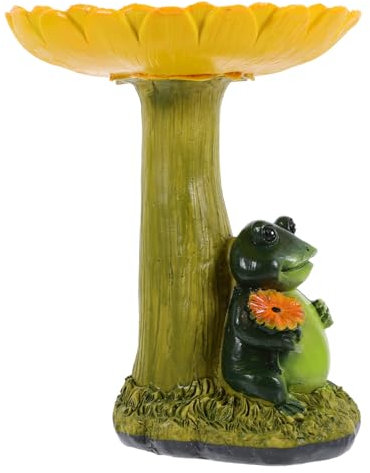 Happyyami Garden Bird Feeder Bird Bath Outdoor Resin Craft Decor Resin Garden Decor Feeder