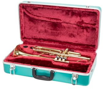 Crossrock Bb Trompetenkoffer, ABS-geformte Hartschale mit Sicherheitsschloss, Metallfüßen und abnehmbarem Gurt, Mintblau (CRA862TRMB)