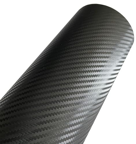 TANGSIYANG Autofolie Schwarze 3D Carbon Fiber Vinyl Wrap Film Adhesive Aufkleber Auto Wrapping Folie Rolle mit Air Release Auto Folie(50cm x 200cm)
