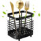 Lnopever Supporto Per Utensili Da Cucina,Portautensili Nero In Acciaio Inossidabile,Supporto Utensili Da Cucina Per Conservare Coltelli, Forchette,Cucchiai E Bacchette In Cucina
