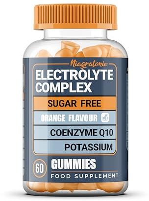 Electrolyte Gummies with Potassium, 60 Sugar Free Vegan Gummies, Orange Flavour, Coenzyme Q10, Magnsium, Zinc, Calcium, Vitamin D3