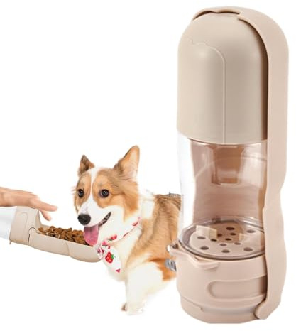 Yuemeuy Dispensador de Botella de Agua de Viaje para Perros, Botella de Agua para Perros con tazón de Comida | 2 en 1 Food Beber -Fountain de Alimentos para Perros | Accesorios de Viaje para Perros a