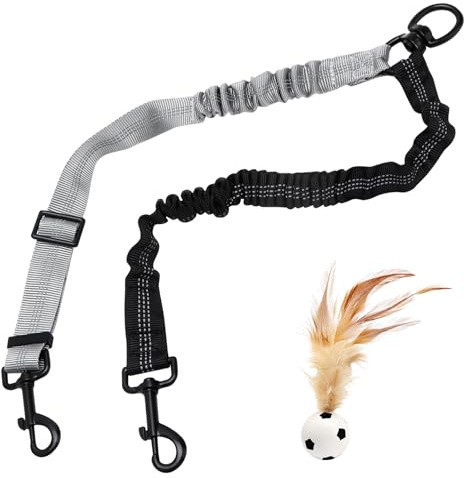 Correa doble para perros, correa de doble cara, correa dividida para caminar 2 perros, correa reflectante ajustable, cinturón de seguridad Bungee para coche para perros pequeños, medianos y grandes