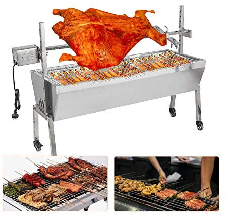 Barbacoa asador de carbón asador de pollo y cordero giratorio para picnic al aire libre, camping, acero inoxidable, durabilidad