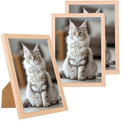 Bcuuozeeing Lot de 3 Cadres Photo en Bois MDF Naturel, Cadre 30 x 40 Bois, Cadre de Certificat pour Affichage Mural ou de Bureau, pour Photos Images Affiches Puzzle