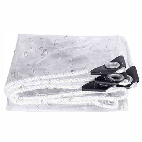 Telo da Esterno Impermeabile con Occhielli 1x13, Telone Trasparente Impermeabile, Teloni in PVC Trasparente, Antivento, Antipioggia, per Gazebo, terrazze