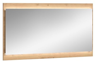 xonox.home – Spiegel Drive 110x60x6 cm in Artisan Oak Nachbildung – Moderner Garderobenspiegel mit Holzoptik für Garderobe & Flur – Wandspiegel designstark & platzoptimierend