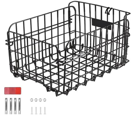 Fahrradkorb, hintere Fahrradkiste, klappbare Stahllagerung, starker Dienstorganisator, robustes Material, ideal für Lebensmittelgepäck Pendelpendel, 14.57x10.63x7,87 Zoll, schwarze Farbe, 1 Set