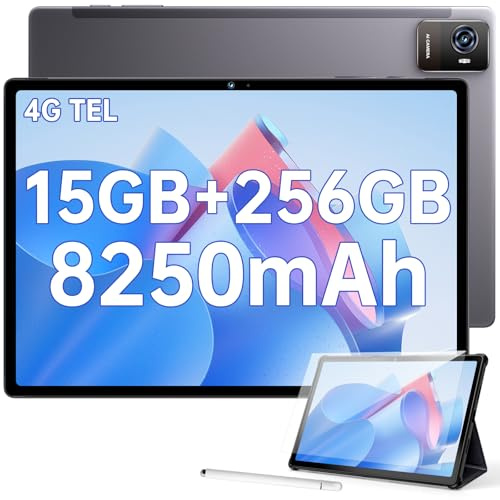 OUKITEL OKT3 Android Tablet - 10.51 Inch Tablets, 15GB RAM + 256GB ROM (TF 2TB), 8250mAh Gaming Tablet, 18W, 1920x1200 FHD+ Smartpad, 4 Stereo Speakers, Dual SIM 4G LTE/5G WiFi/OTG