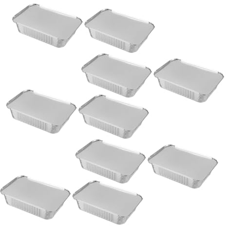 LIGIGWASH 20 piezas Cajas de Aluminio Desechables para Barbacoa Resistentes y Aptas para Horno y Microondas Capacidad para Fiestas y Transporte de Alimentos