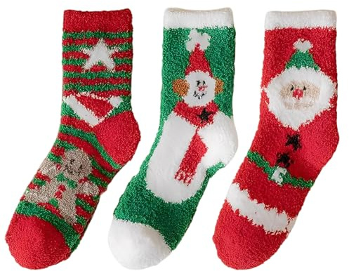 OIXYEY 3 Pares De Calcetines Navideños Para Niños, Calcetines Navideños, Calcetines De San Nicolás, Calendario De Adviento 2026, Calcetines Navideños Calentitos, Calcetines Navideños Para Niños