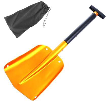COLLBATH Abnehmbare Outdoor Campingschaufel aus Rostfreiem Aluminium Großer Faltbarer Autoschneeschieber mit Tragetasche Leicht und Stabil für Schneeräumung Camping und Offroad