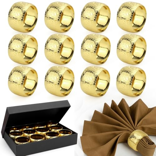 12 Piezas Servilleteros Individuales Anillos Servilletas Elegantes Anillos de Metal para Boda Fiesta Aniversario Cena Restaurantes Decoración de Mesa